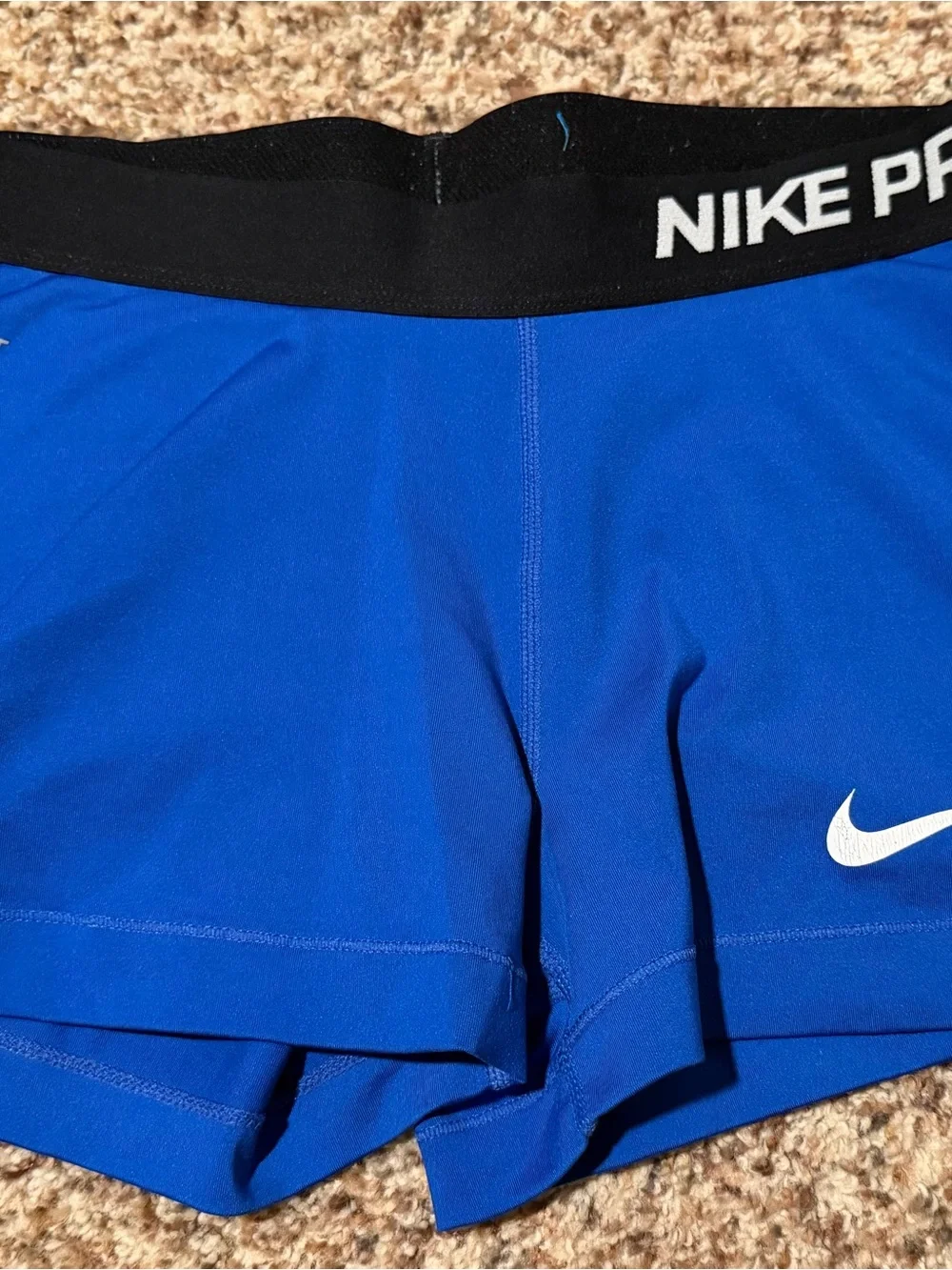 Nike Pro Women's Bike Shorts in Blue with Black Waistband